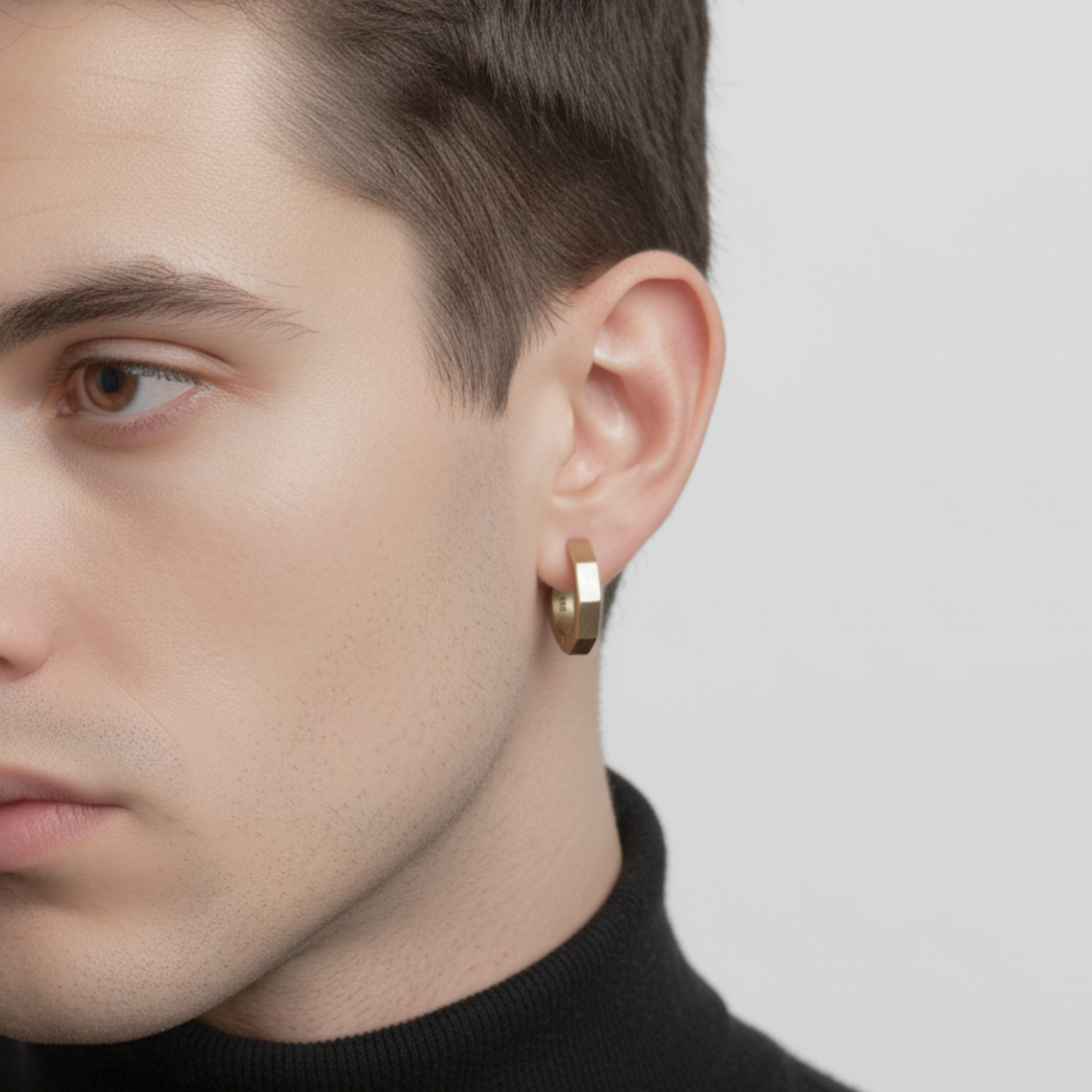 【ステンレス 刻印無料 ピアス】Edge Hoop Pierce