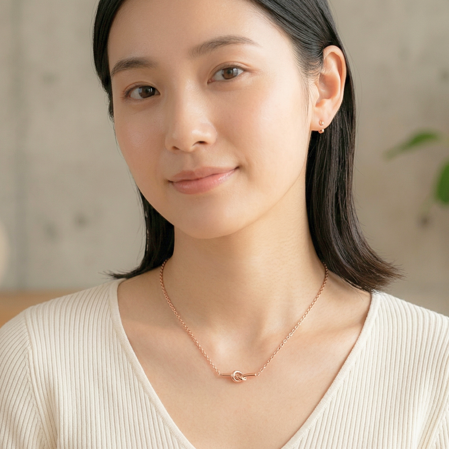 【ペアネックレス 結び目 記念日】 Link Knot Necklace Set