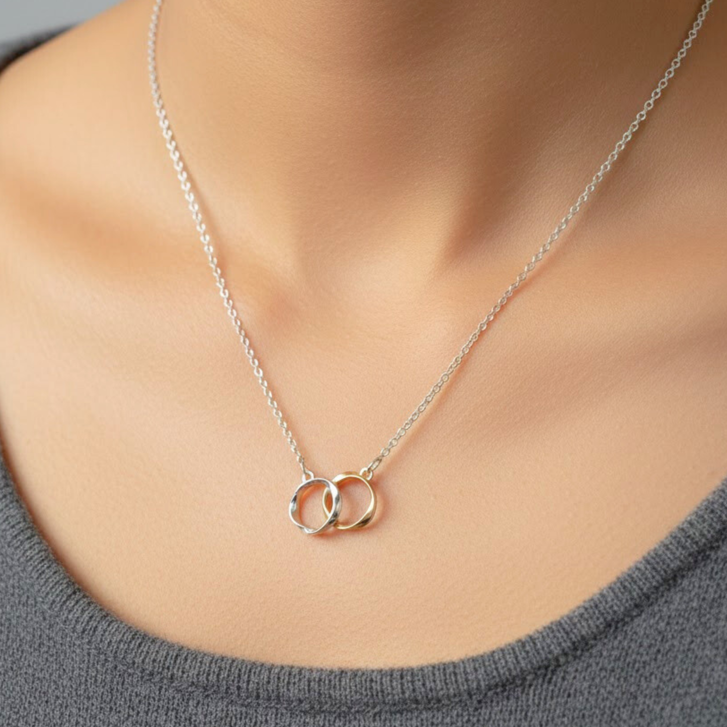 【ペアネックレス 記念日 プレゼント】Linked Circle Necklace Set