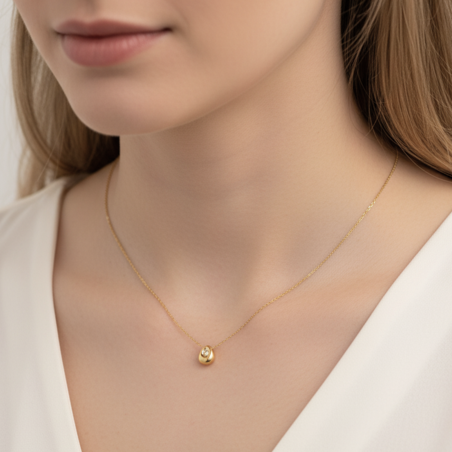 【ステンレス ドロップネックレス シンプル】Lumi Drop Necklace