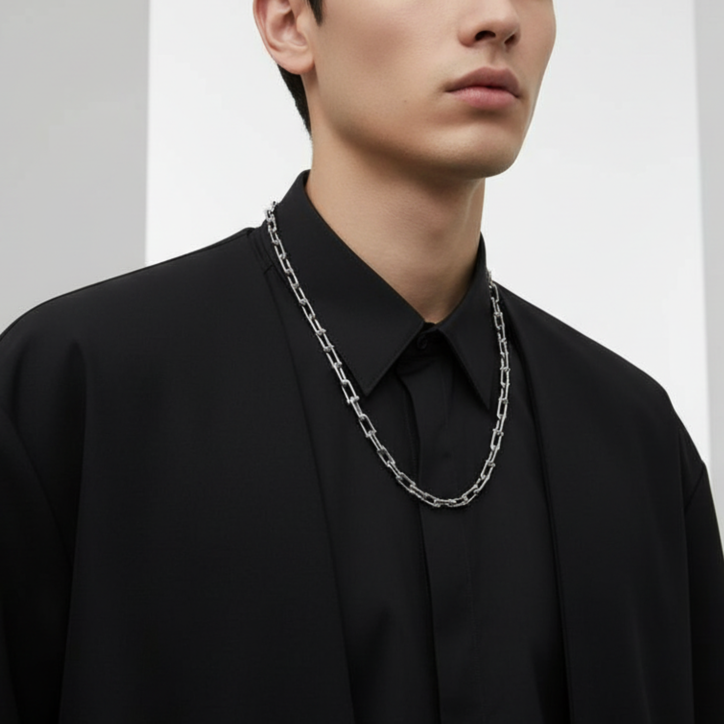 【ステンレス U字ネックレス シンプル】U-shaped Necklace