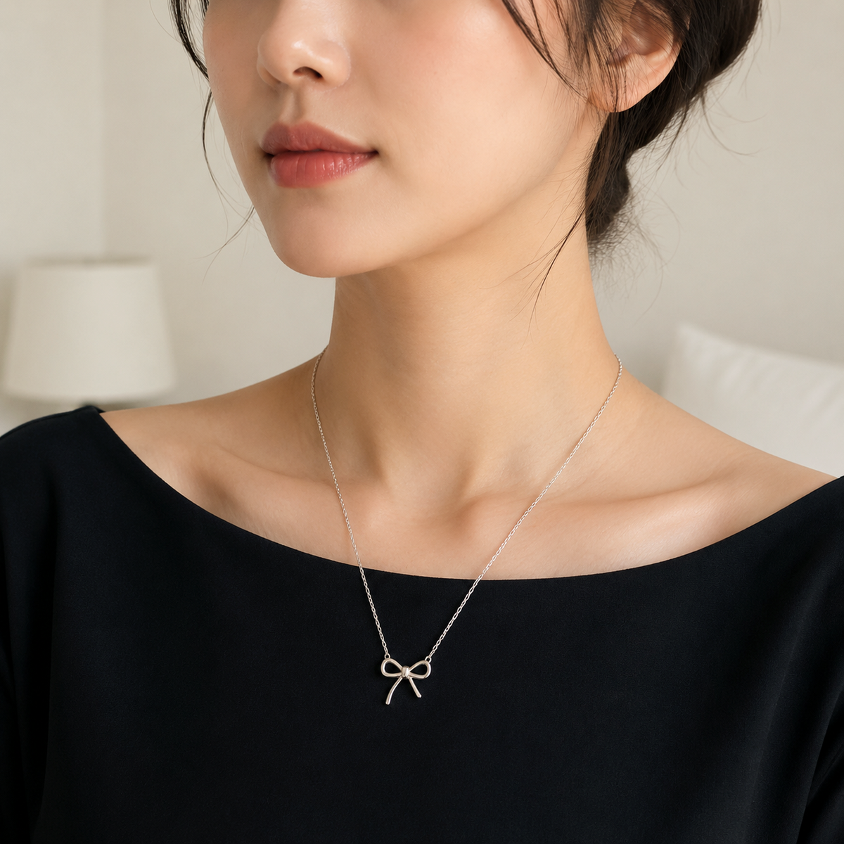 【ステンレス リボン ネックレス】Eternal Ribbon Necklace
