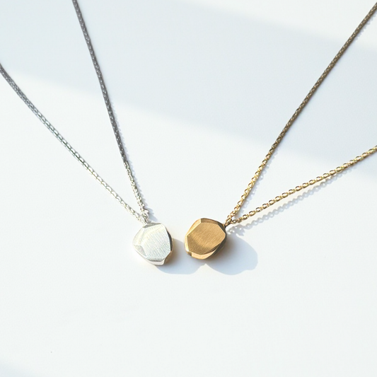 【ステンレス 刻印無料 ペアネックレス】Organic Pebble Necklace Set