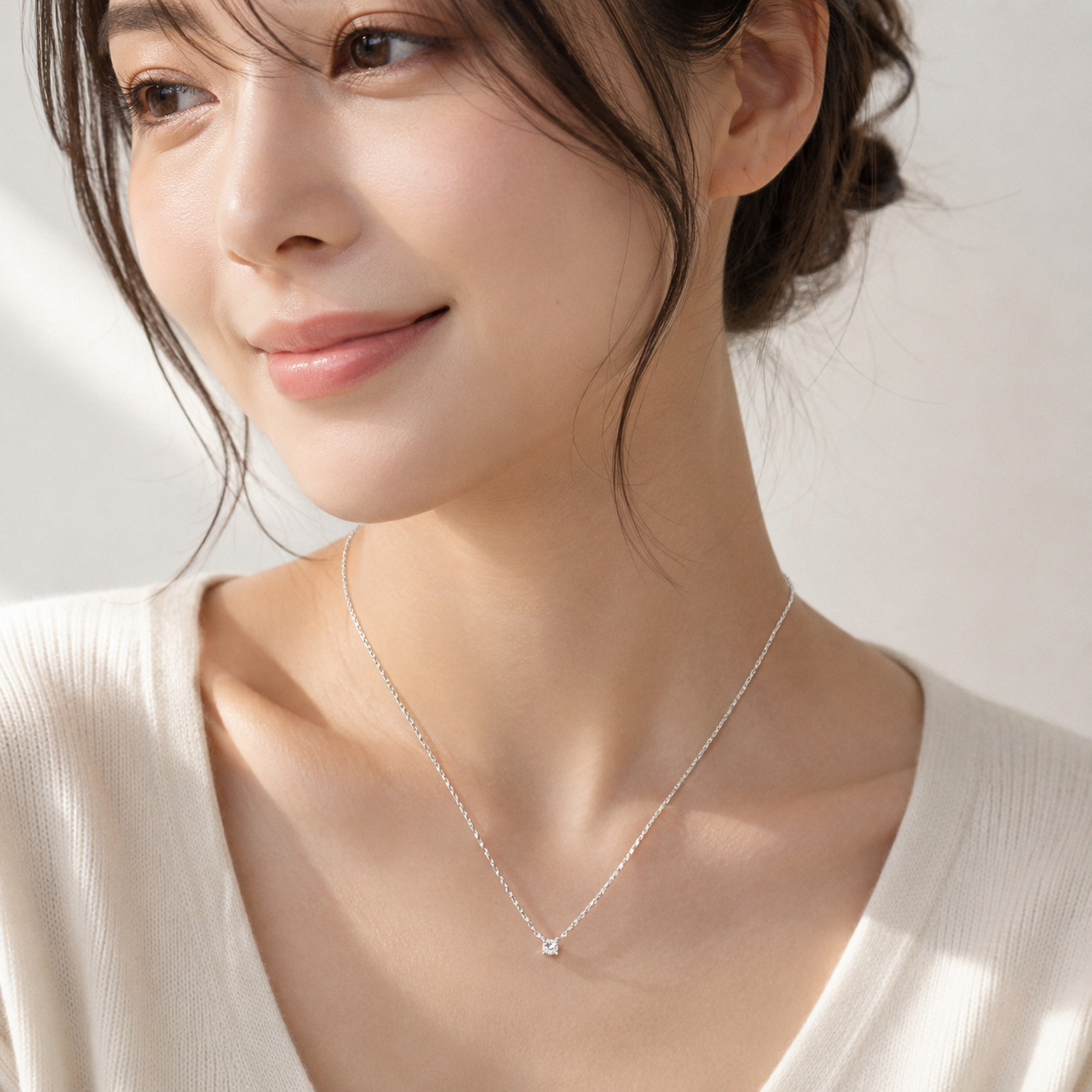 【シルバー925 一粒ネックレス レディース】Twinkle Drop Necklace