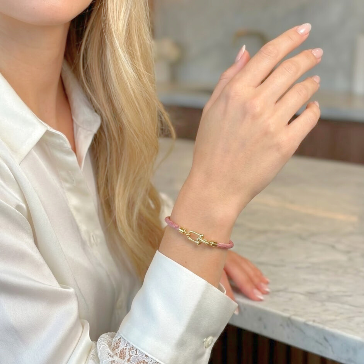 【ステンレス U字ロック コードブレスレット】U-Shaped Lock Cord Bracelet