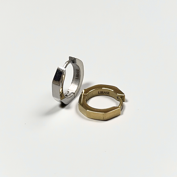 【ステンレス 刻印無料 ピアス】Edge Hoop Pierce