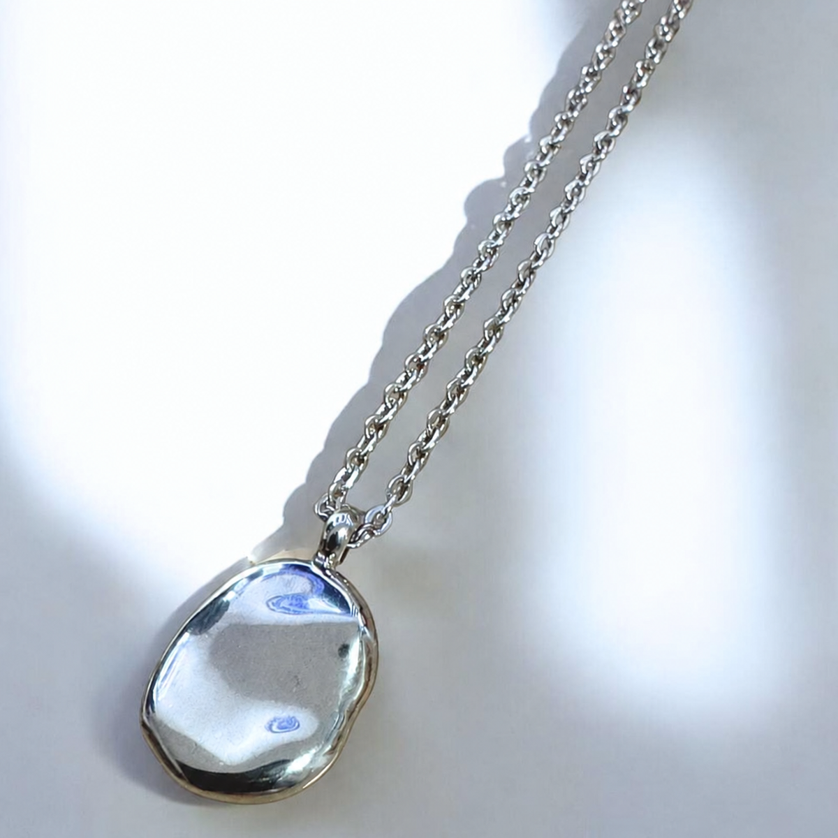 【ステンレス 刻印無料 ペアネックレス】Vintage Hammered Necklace Set