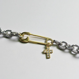 【ステンレス メンズ ブレスレット】Safety Pin Cross Bracelet
