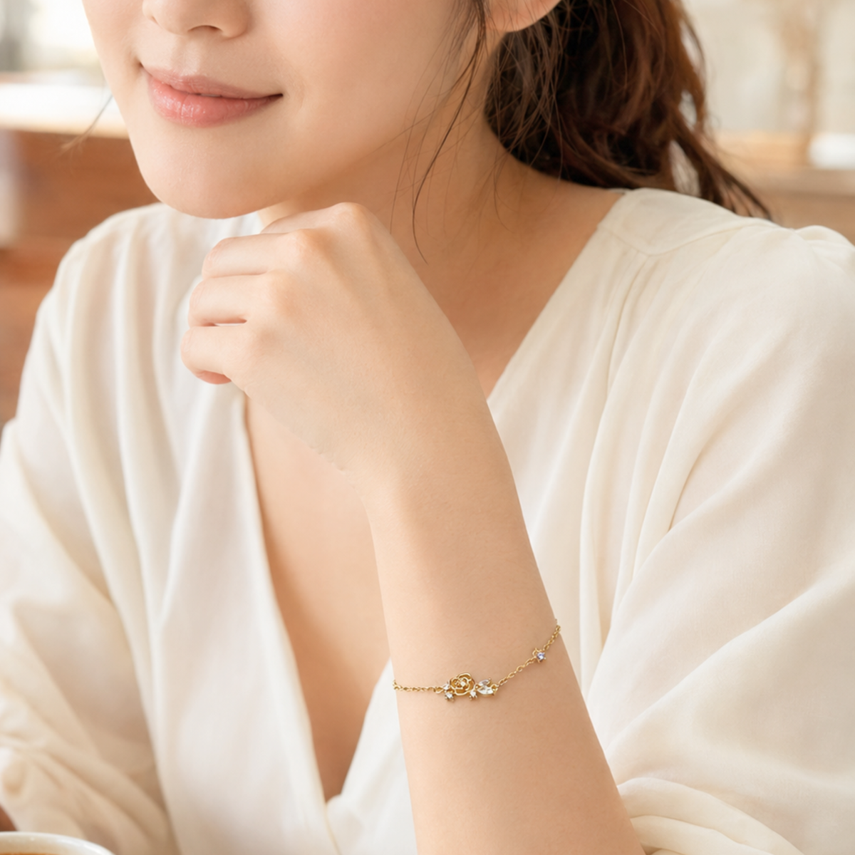 【シルバー925 レディース ブレスレット】Eternal Glow Rose Bracelet