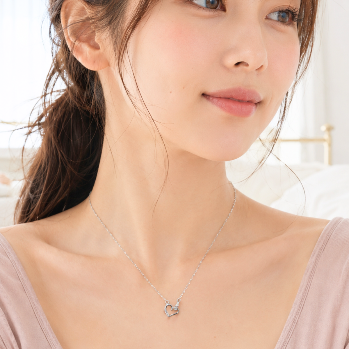 【シルバー925 ハートネックレス レディース】Lueur Heart Necklace