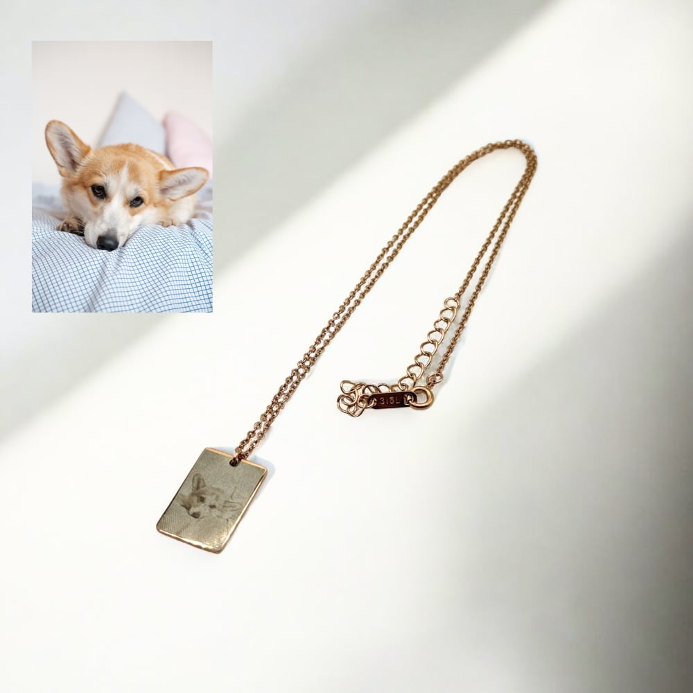 【写真彫刻可能】Memorial Card Necklace