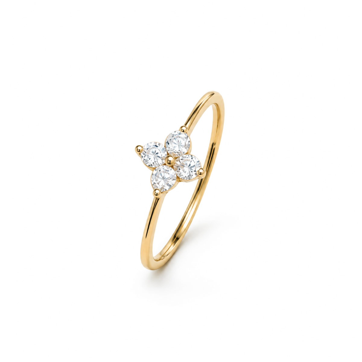 Star Bloom Ring Goldの細身のアームとフラワーモチーフ