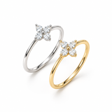 Star Bloom Ring SilverとGoldのフラワーモチーフリングを並べた商品写真