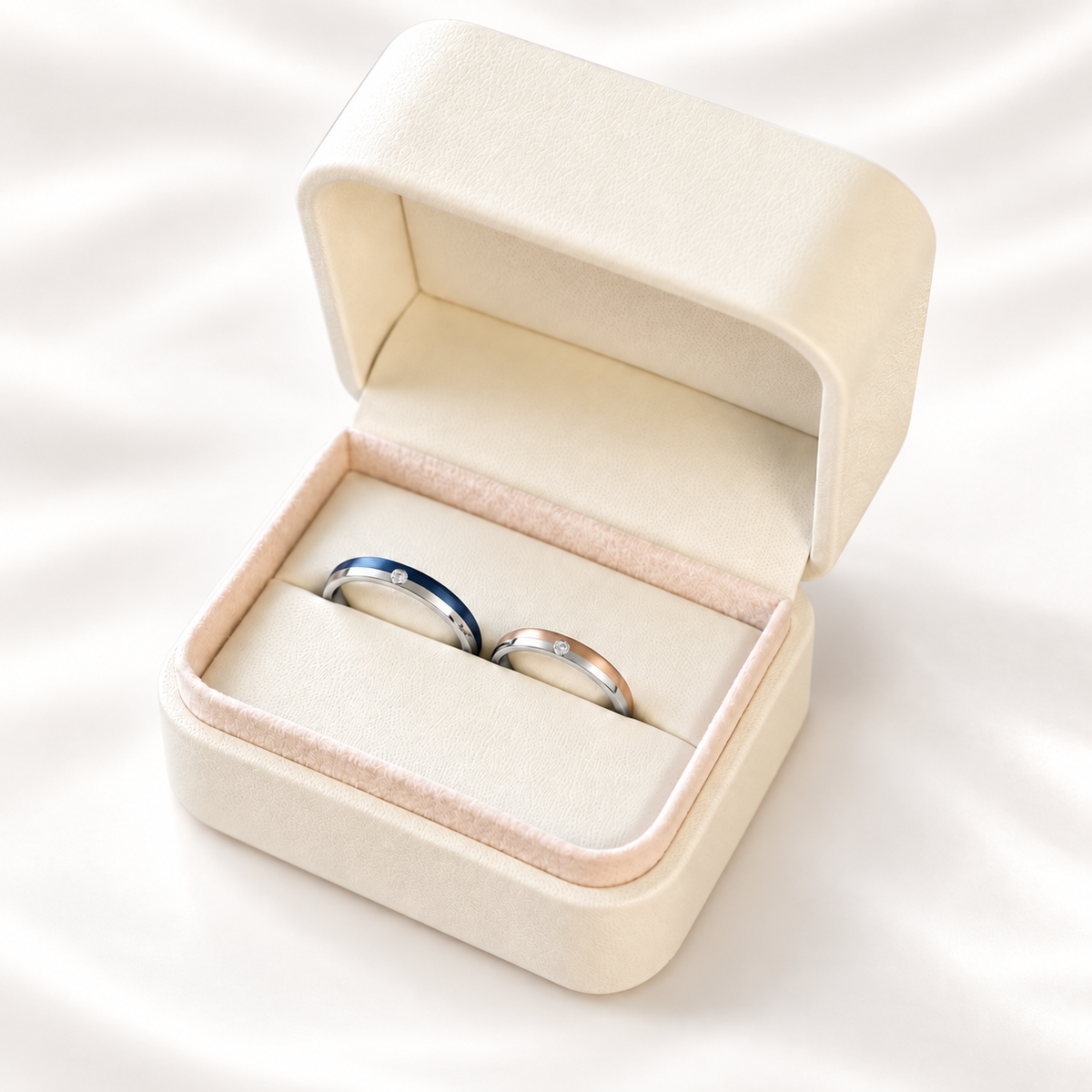 【ステンレス 刻印無料 ペアリング】Two-Tone Memorial Ring Set