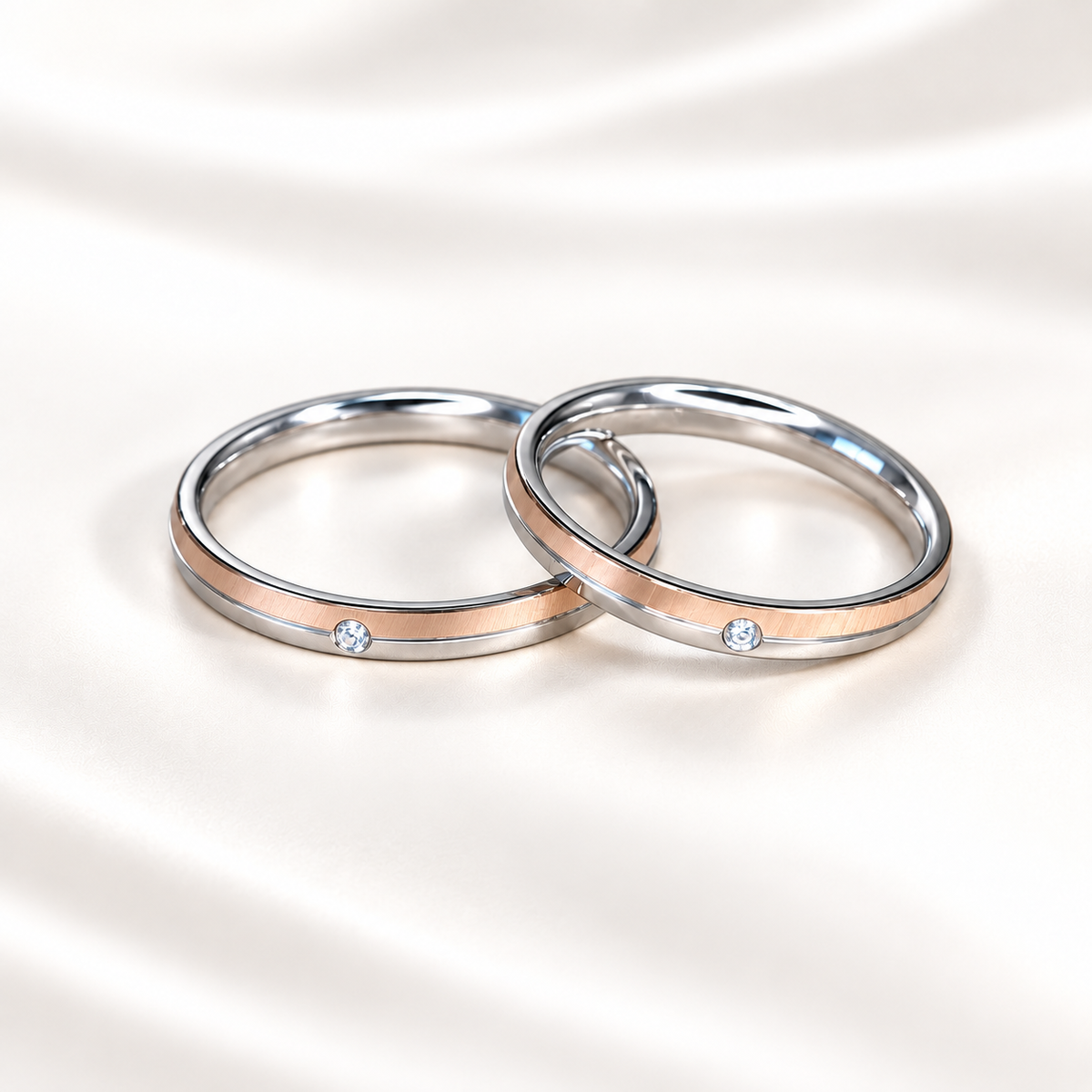 【ステンレス 刻印無料 ペアリング】Two-Tone Memorial Ring Set