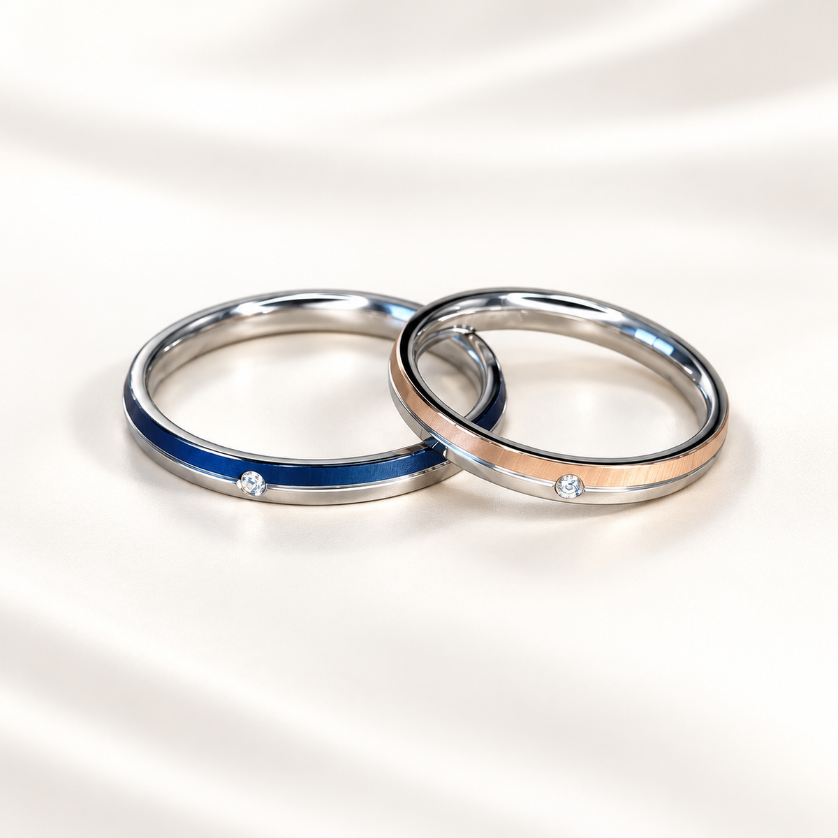 【ステンレス 刻印無料 ペアリング】Two-Tone Memorial Ring Set