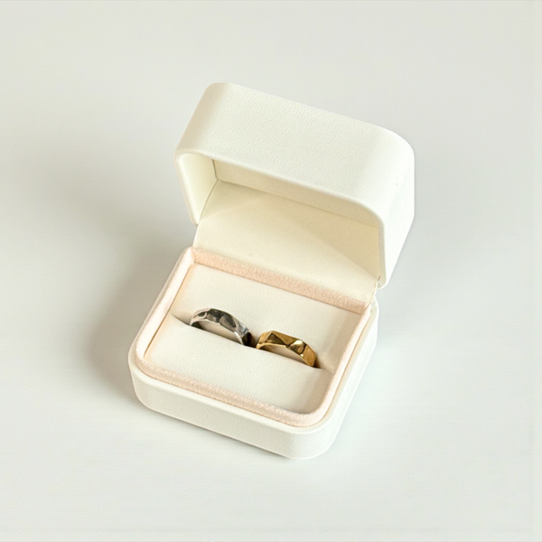【ステンレス 刻印無料 ペアリング】Vintage Hammered Ring Set